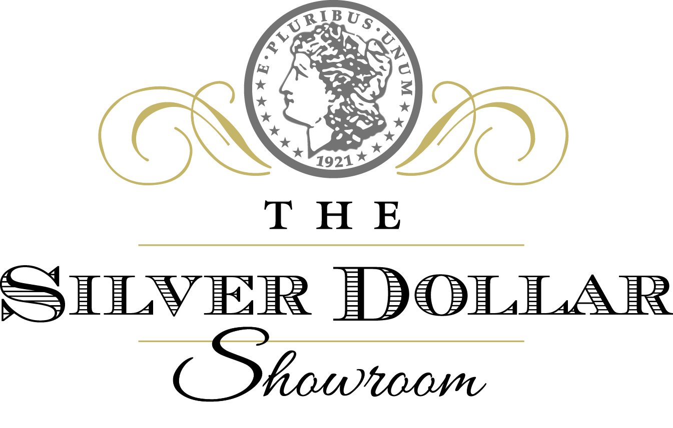silver dollar showroom logo featuring a drawing of a silver dollar over the words 